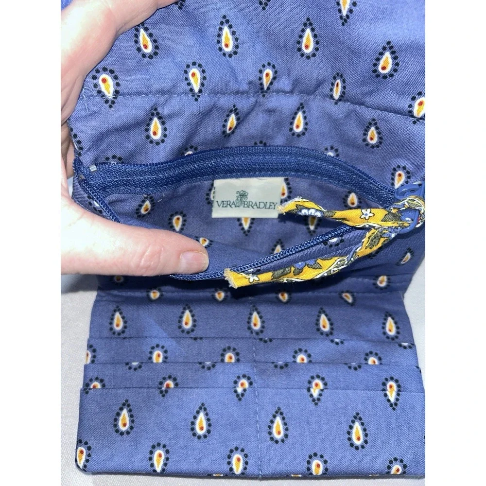 Vera Bradley French‎ Blue Tri Fold Wallet Check Book Cover Zipper Soft - Picture 3 of 5